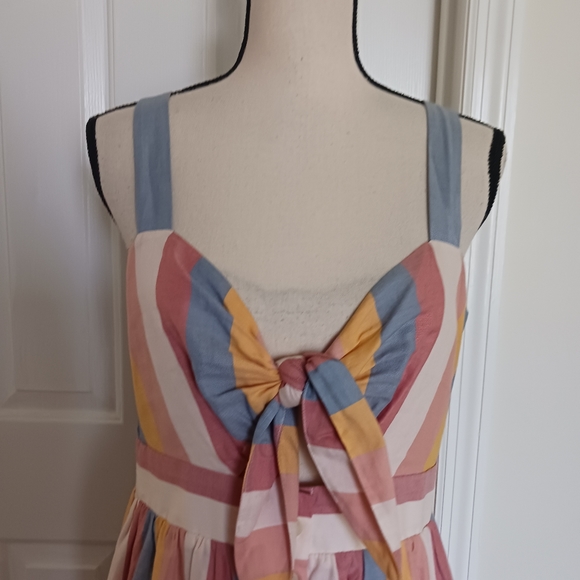 Madewell Tie Front Cutout Dress in Sherbet Stripes - Picture 7 of 14